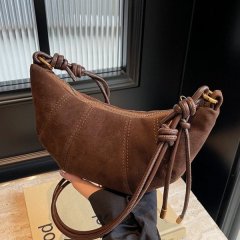 High-end croissant retro frosted leather internet celebrity dumpling bag fashion 2024 new underarm bag single shoulder crossbody for women