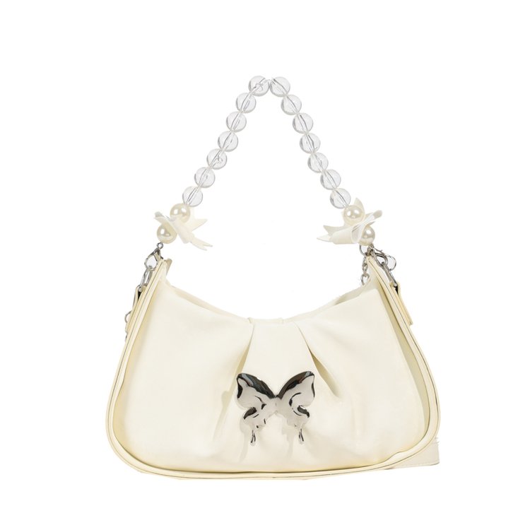 High-end texture pleated hand-held small bag for women 2024 new trendy beaded design pleated armpit small square bag for women