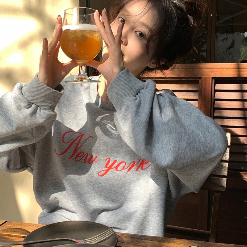 Original workmanship, college style, contrasting letters, casual pullover sweatshirt for women, new style, American retro, versatile long sleeves