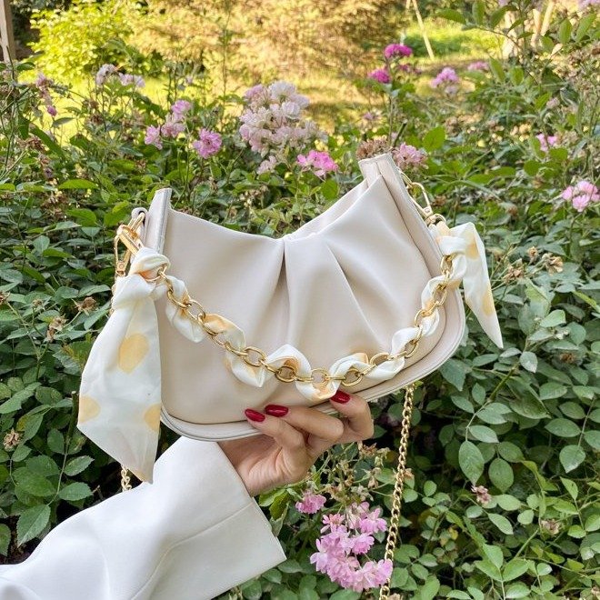 French simple bag fashion sense armpit bag pleated cloud bag women's bag new 2024 chain shoulder crossbody bag