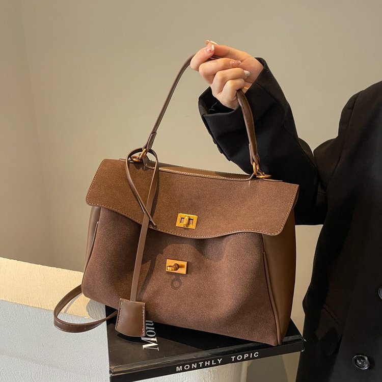 Suede bag women's 2024 new high-end texture niche lazy phoenix portable tote bag computer briefcase