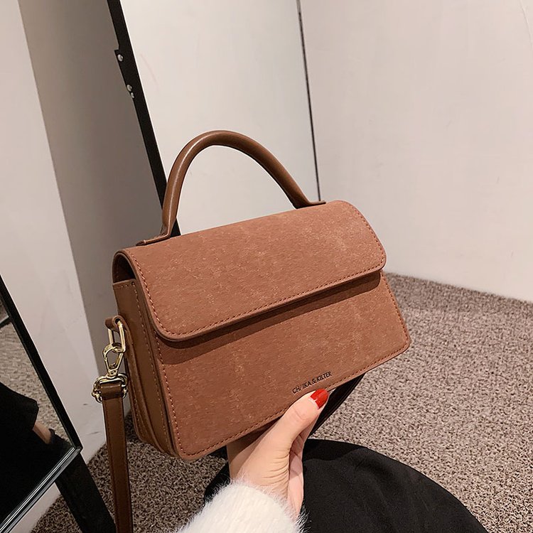 Frosted retro small bag women's ins niche new fashion single shoulder crossbody bag texture handheld small square bag