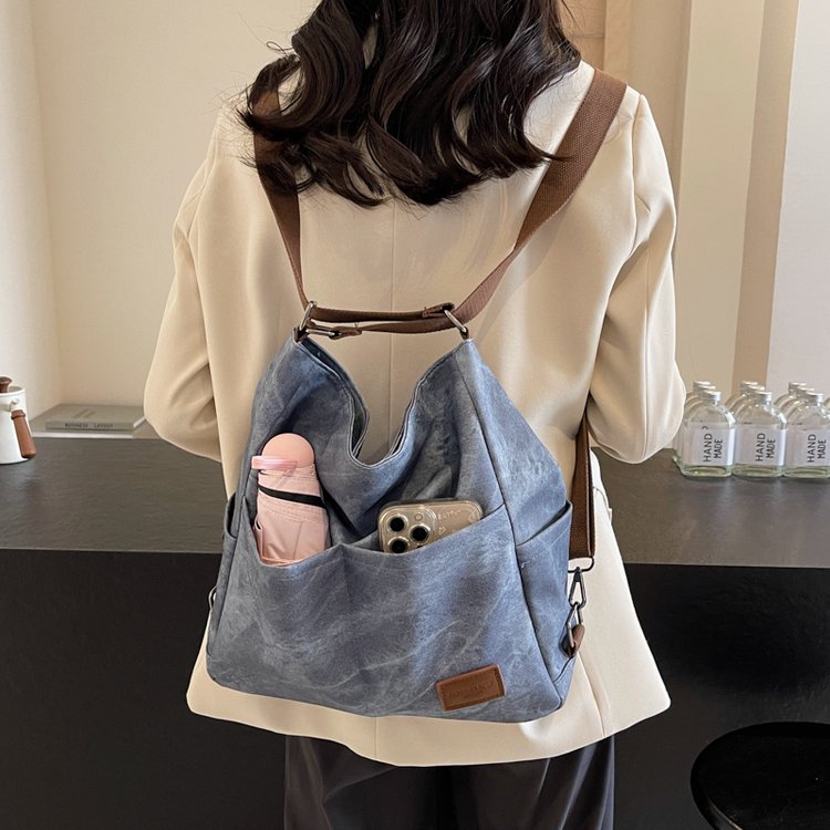 Retro thickened versatile large-capacity shoulder armpit bag 2024 spring and summer new portable college student tote computer bag