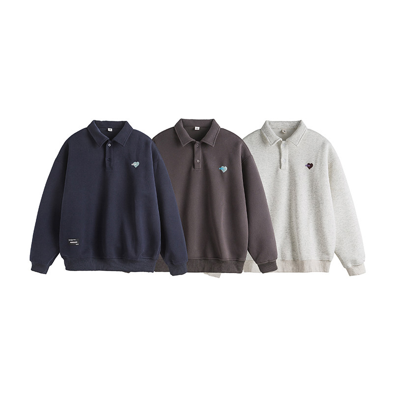 Men's Simple Lapel Fashionable and Versatile Long Sleeve Sweatshirt 2024 Autumn