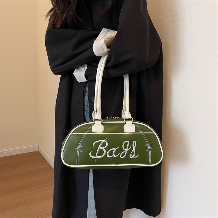 Bags for women, new niche design, Korean version, large capacity, fashionable letter embroidery, small fragrant armpit baseball bag