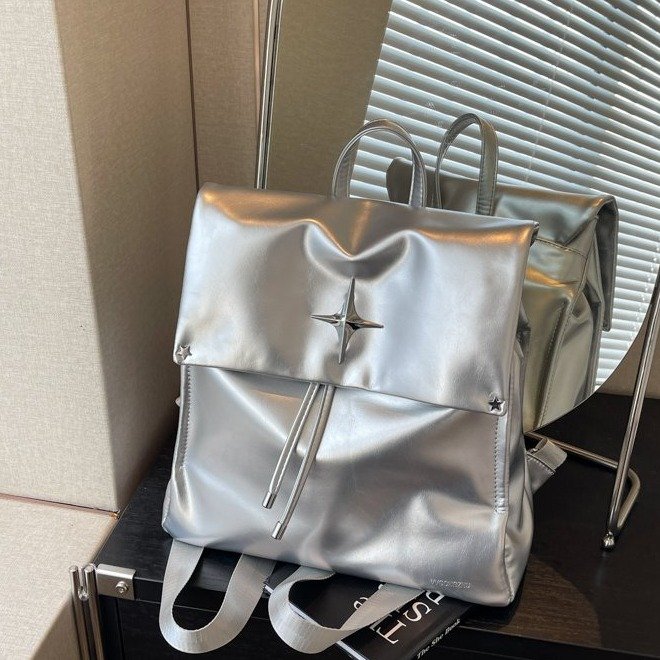 Korean style simple and stylish shoulder bag for women 2024 summer new large capacity tote bag solid color casual backpack