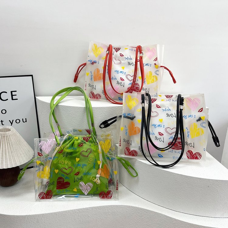 Transparent jelly bag for women large capacity 2024 new street trend fashion portable shoulder bag tote bag wholesale