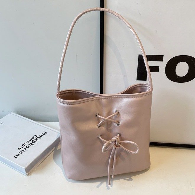Tote bag for women 2024 Korean style niche pearlescent pink shoulder bag niche portable grandma bag high-end women's bag