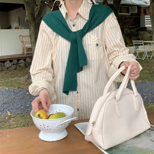 French niche design shawl striped salt top new Korean all-match shirt