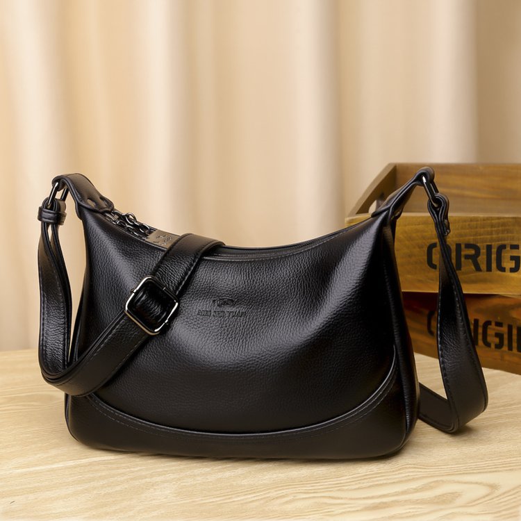 Women's bag 2024 new pu soft leather crossbody bag large capacity middle-aged women's shoulder bag simple casual small square bag