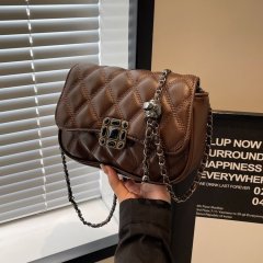 Cross-border high-quality fashion bag for women 2024 spring new trendy retro embroidery rhombus single shoulder crossbody bag