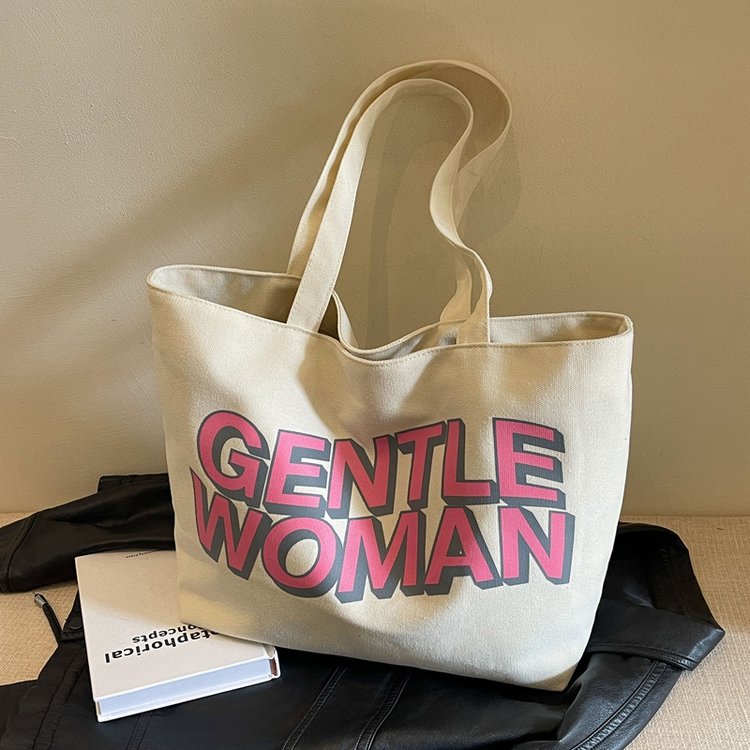 Thailand Gentlewoman large letter printed canvas bag 2024 new texture casual portable shoulder bag