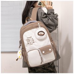 Japanese ins college style schoolbag for girls junior high school and high school students backpack large capacity contrast color versatile backpack