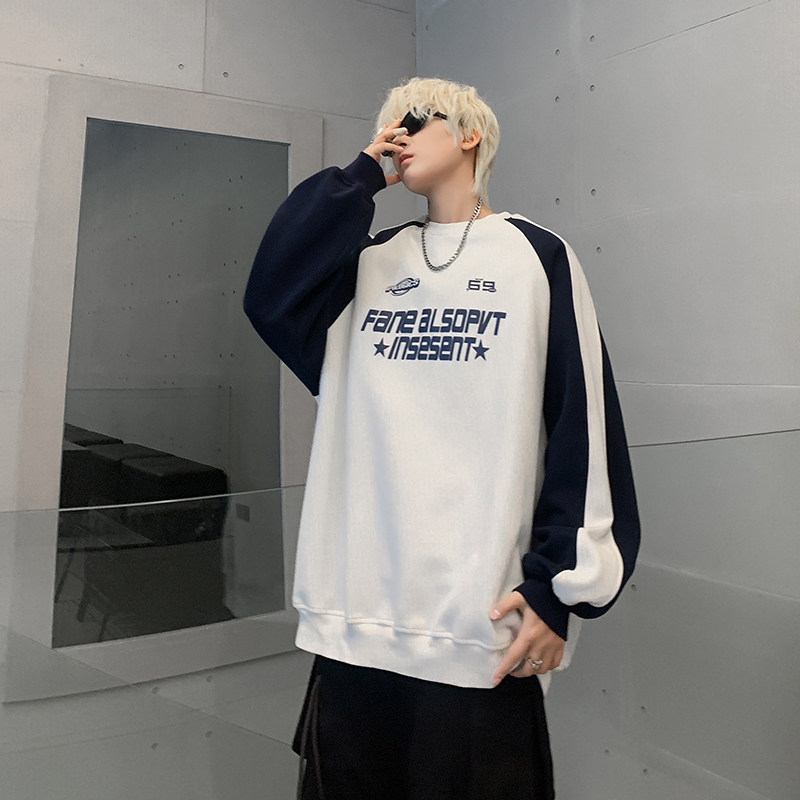 Round neck printed American sweatshirt-320g composite milk silk