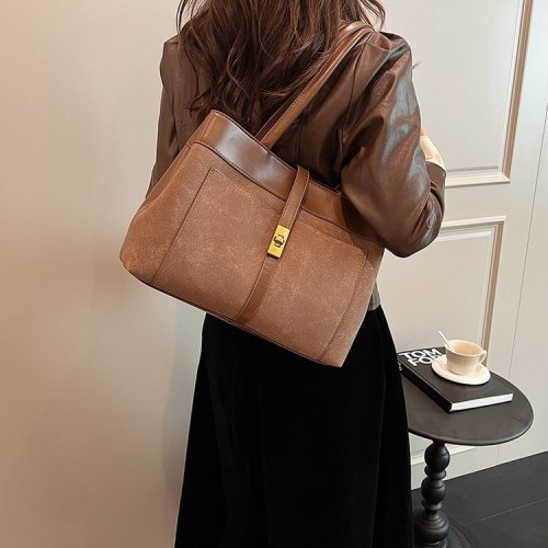 Cross-border large-capacity tote bag women's autumn and winter new frosted one-shoulder commuter handbag simple armpit bag