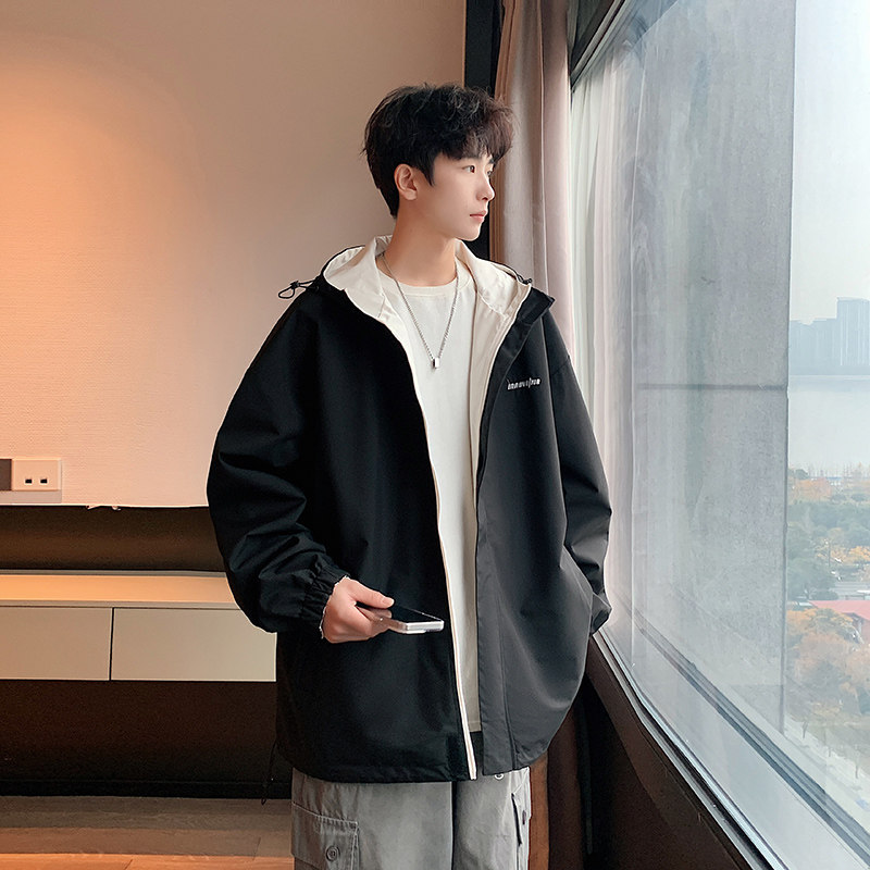Autumn new outdoor jacket men's double-sided stand-up collar jacket
