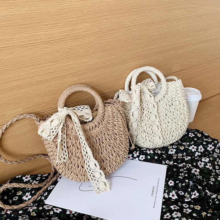 New handmade straw bag, fashionable internet celebrity women's bag, shoulder crossbody women's bag, sweet and versatile hand-held vegetable basket bag