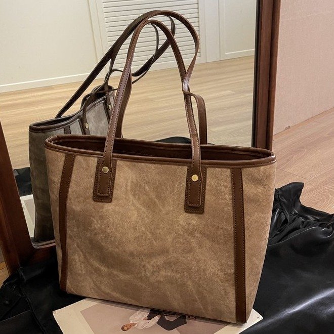 High-end bag for women, large-capacity, retro, new, fashionable, versatile shoulder bag, college student commuting tote bag