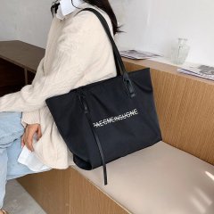 Casual canvas large bag for women 2024 new fashionable large-capacity shoulder bag versatile student class tote bag