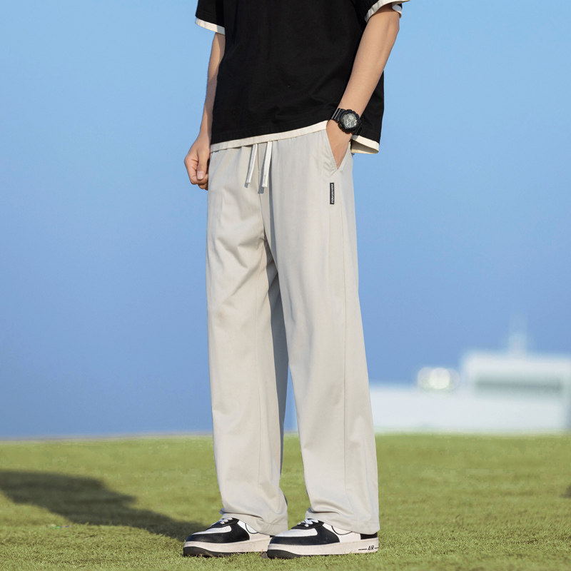 Solid color versatile drawstring sweatpants men's new trendy brand loose casual pants 8009-P48