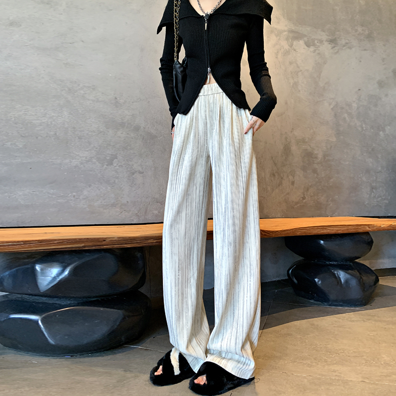Autumn and winter new tie-dye dirty pants European velvet retro loose floor mopping pants lazy design casual trousers
