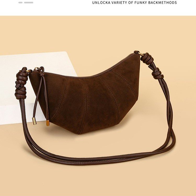 Autumn and winter retro suede small bag for women 2024 new versatile cross-body dumpling bag fashion super popular croissant bag