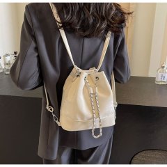 2024 Autumn and Winter New Bags Niche Design Fashionable Drawstring Backpack Bags Women's Simple Versatile Crossbody Bucket Bag