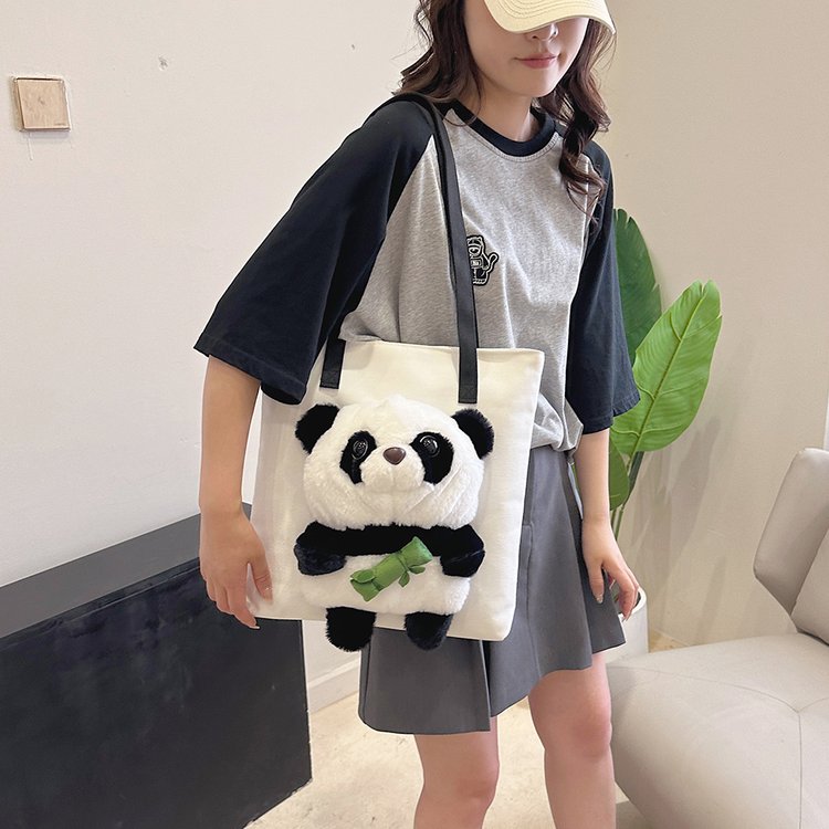 Sweet Panda Bag Internet Celebrity Yaya Doll 2023 Girls Crossbody One Shoulder Crossbody Versatile Plush Korean Style