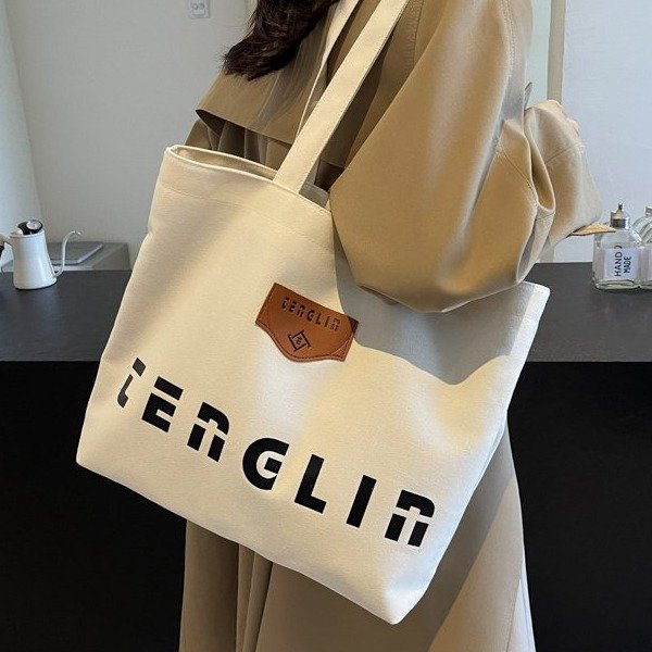 New Korean style ins large-capacity canvas bag for women commuting versatile student shoulder bag fashionable hand shopping bag