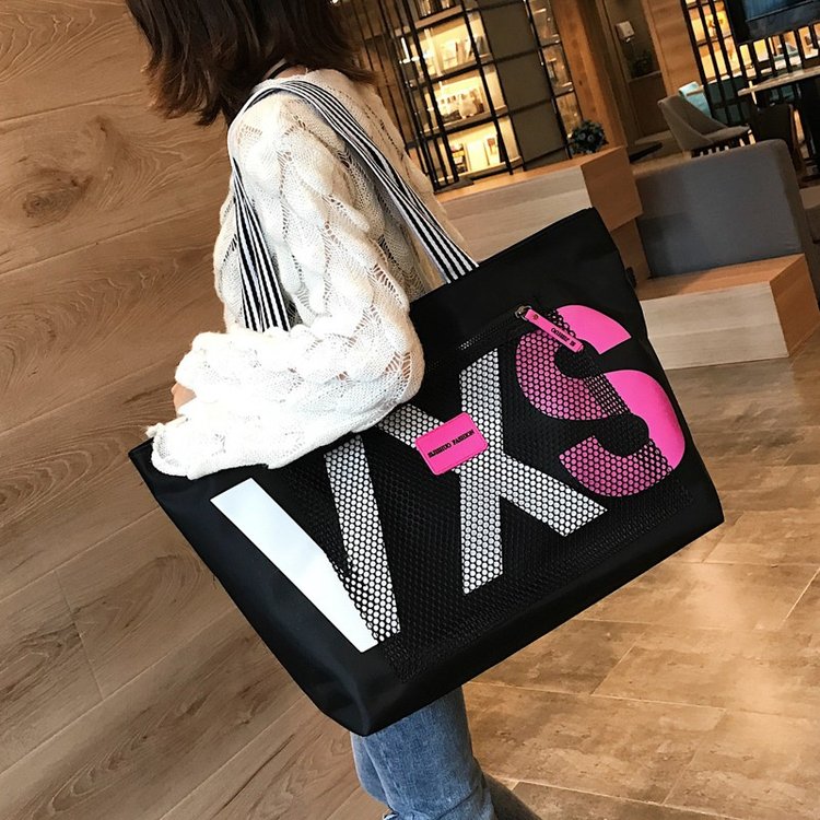 Autumn dry and wet separate women's bag Korean style large capacity shoulder bag beach travel shopping bag letter women's bag cross-border