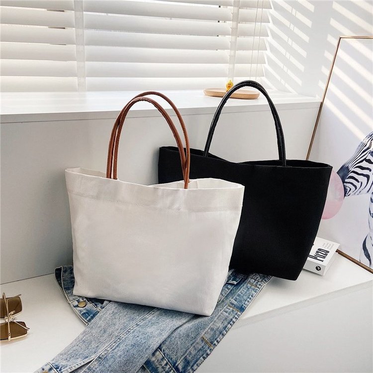Canvas bag women's new Korean version ins student large capacity handbag shoulder shopping bag simple tote bag