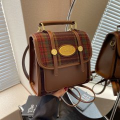 Backpack women's backpack niche design bag new autumn and winter fashion multi-purpose portable college plaid school bag