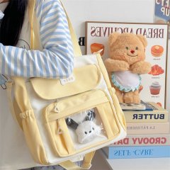 Cute female canvas handbag female high school junior high school student tutoring class bag large capacity single shoulder crossbody bag pain bag