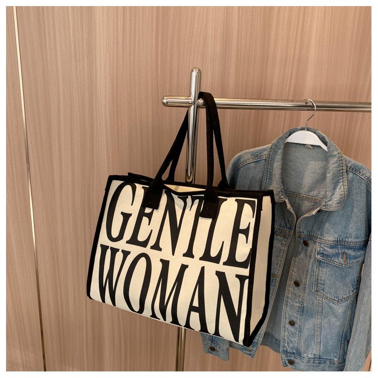 2024 canvas bag for women summer new fashion shoulder bag commuter tote bag cartoon handbag mommy bag