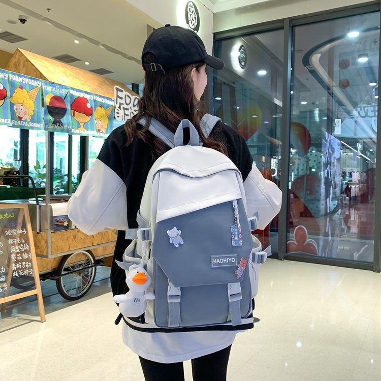 2024 new ins schoolbag women's Harajuku style large capacity junior high school student four-piece backpack outdoor backpack