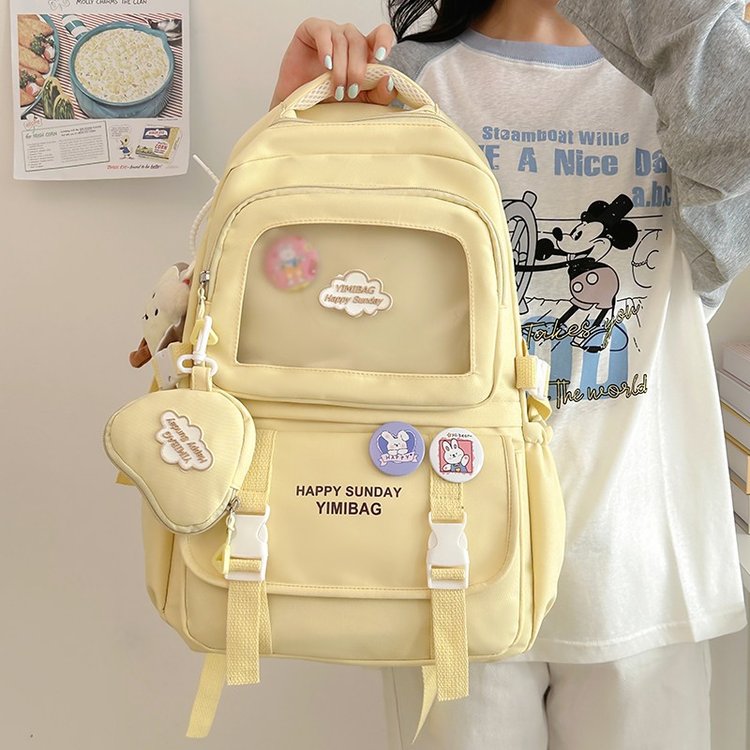 Korean version of female middle school and high school schoolbags, college student cream style, high-looking, Japanese niche ins, cute girl backpack