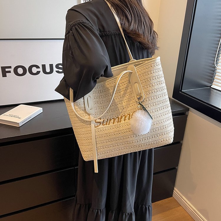 Hand-woven bags new fashion internet celebrity popular tote bag women's large capacity shoulder bag straw bag