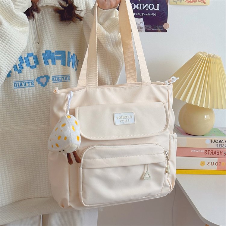 Simple, versatile, large-capacity portable shoulder bag, student tutoring tote bag, soft girl crossbody bag, good-looking