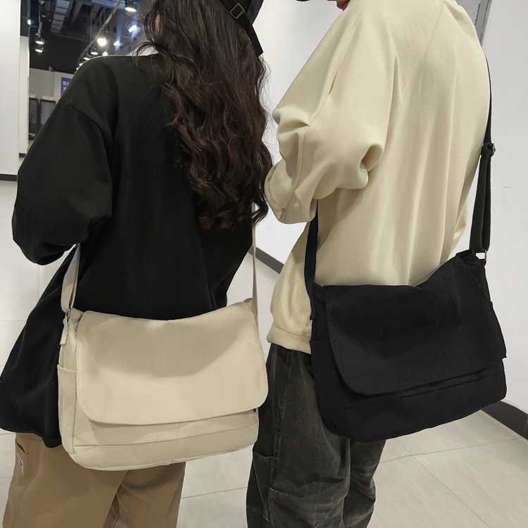 Japanese washed canvas bag, lazy style, drapey crossbody bag for women, art class, free postage, casual shoulder bag for men