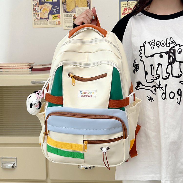 Japanese ins cute contrasting color junior high school student backpack large capacity lightweight elementary school student backpack for third to sixth grade