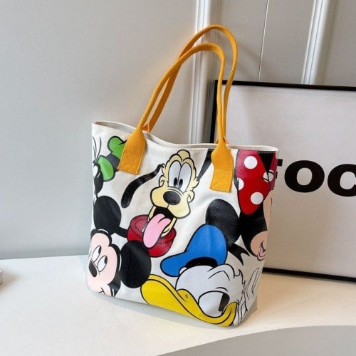 Large Capacity Canvas Bag Mickey Bag 2024 New Cute Cartoon Goofy Tote Bag Shoulder Tote Versatile Bag