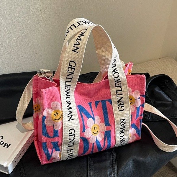 Thailand Gentle Woman colorful letter printed small canvas bag 2024 new niche casual shoulder bag