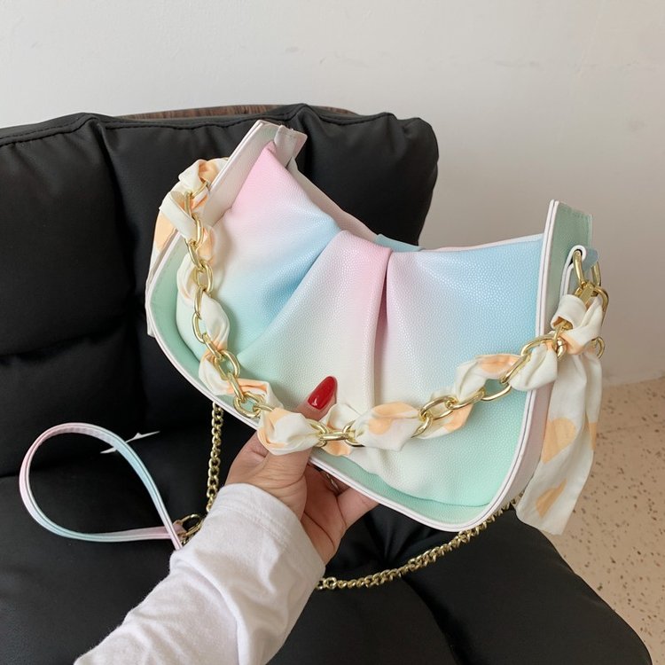 2024 new soft leather texture crossbody bag women's bag Korean version cloud pleated casual foreign style handbag shoulder bag
