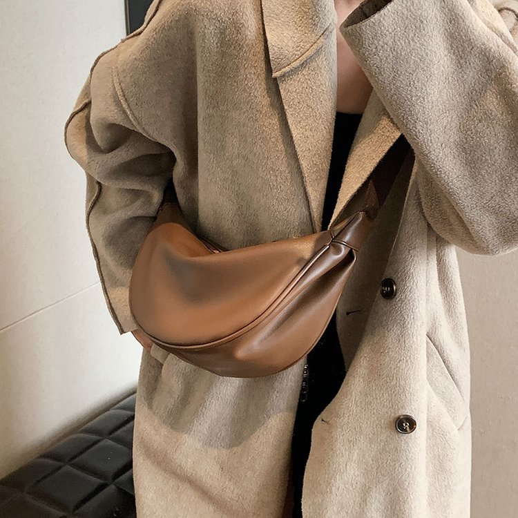 Nylon crossbody small bag for women 2024 new trendy dumpling bag lightweight armpit bag student solid color versatile shoulder bag