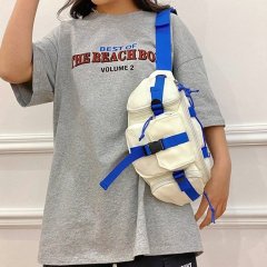 Korean version ins men's versatile Harajuku style nylon chest bag Hong Kong style casual crossbody bag women's Japanese trendy brand cycling waist bag