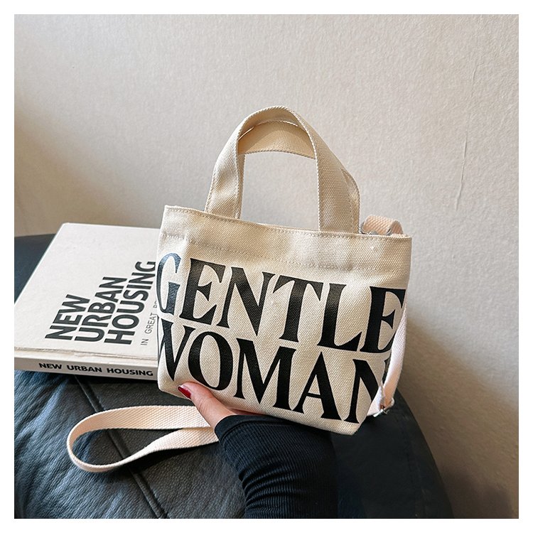Double-sided letter printed mini vegetable basket canvas bag 2024 new style shoulder bag