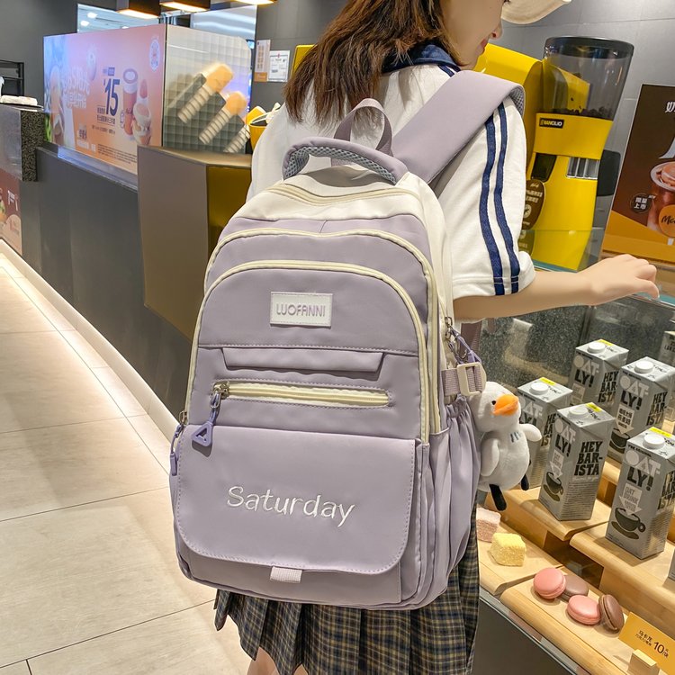Junior high school student schoolbag female large capacity ins high school student Ruiying simple fashion trend backpack elementary school backpack