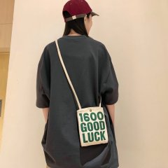 Original literary canvas mobile phone bag, small fresh mini shoulder bag, Japanese style simple cross-body small square bag