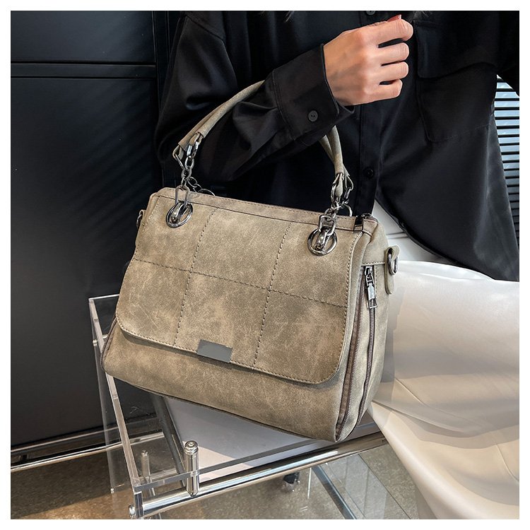 2024 New Retro Ladies Ancient Handbag Fashionable Nubuck Leather Shoulder Crossbody Bag Trendy Lady Large Capacity Bag