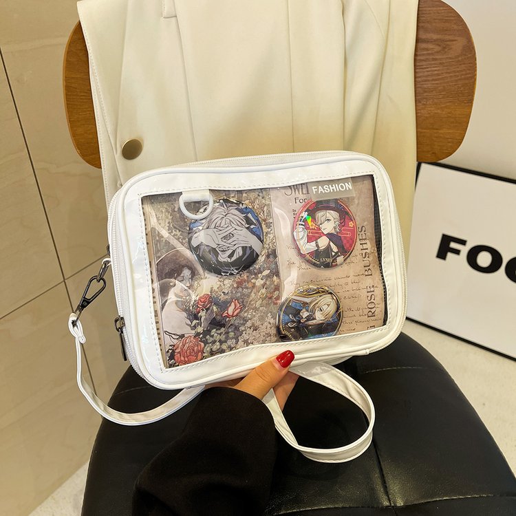 Two-dimensional transparent crossbody bag, Japanese style ins college style small bag for women with small appetite, 唧攧漧碰ache baby bag